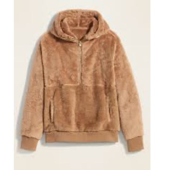 Old Navy Teddy Sherpa Half Zip Hoodie Jacket Cozy Fleece Pullover XL - Picture 3 of 8